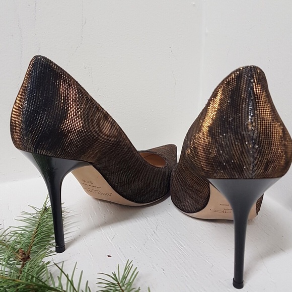 Jimmy Choo Abel Zebra-Print Lamé Pump, Black/Amber - Picture 3 of 10